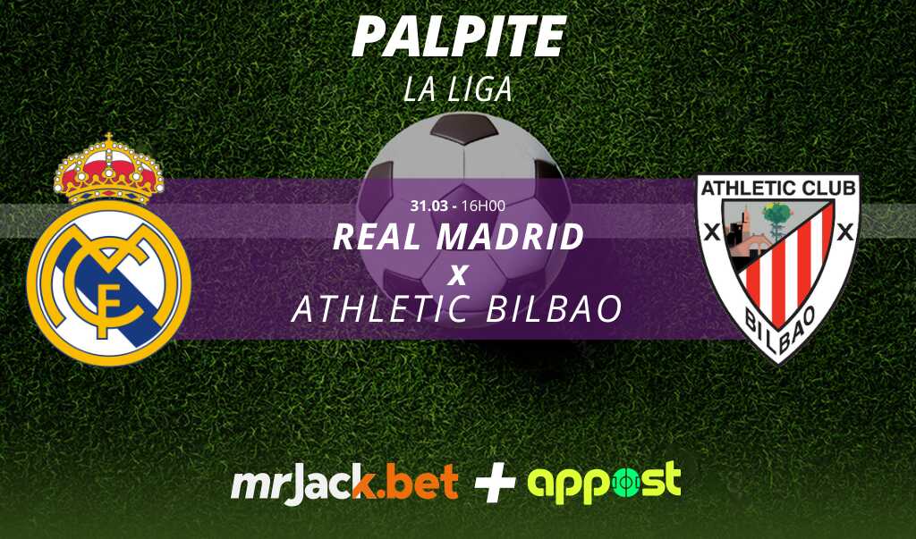 Representação gráfica com as imagens dos escudos de Real Madrid x Athletic Bilbao para o jogo da La Liga.