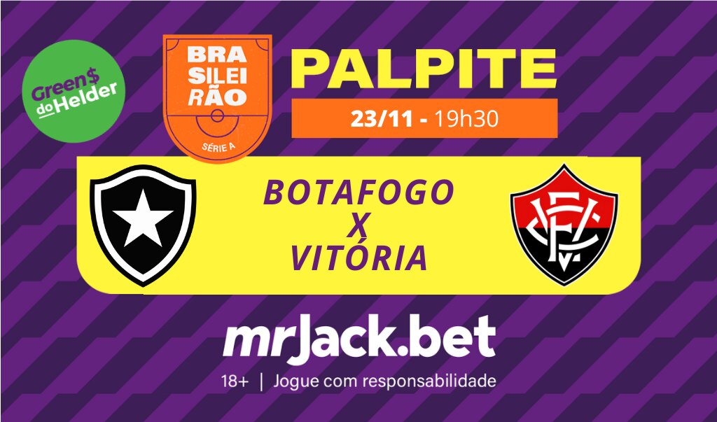 Representação gráfica com as imagens dos escudos de Botafogo x Vitória para o jogo do Brasileirão Série A.