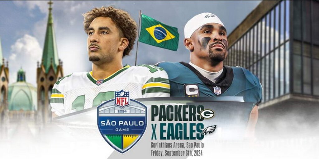 Representação gráfica da partida entre packers e eagles pela nfl no brasil