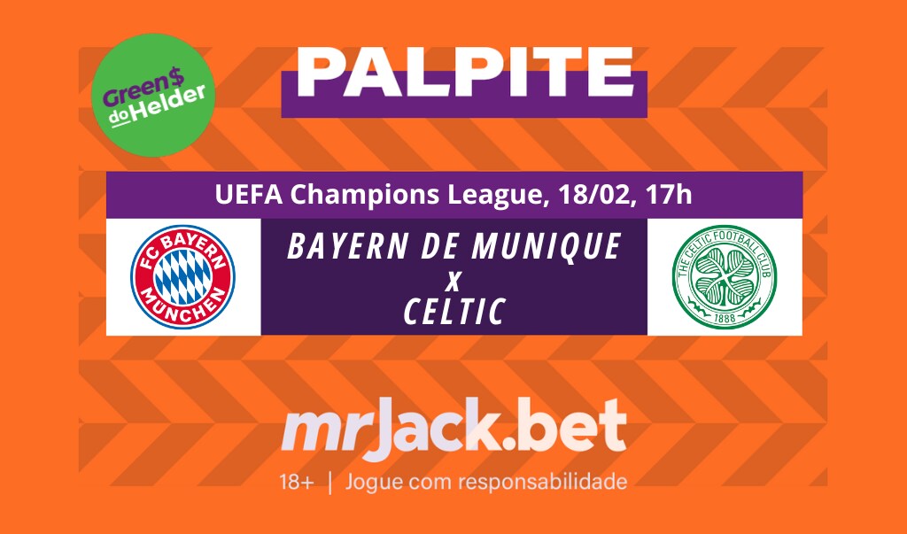 Representação gráfica com as imagens dos escudos de Bayern de Munique x Celtic para o jogo da Champions League