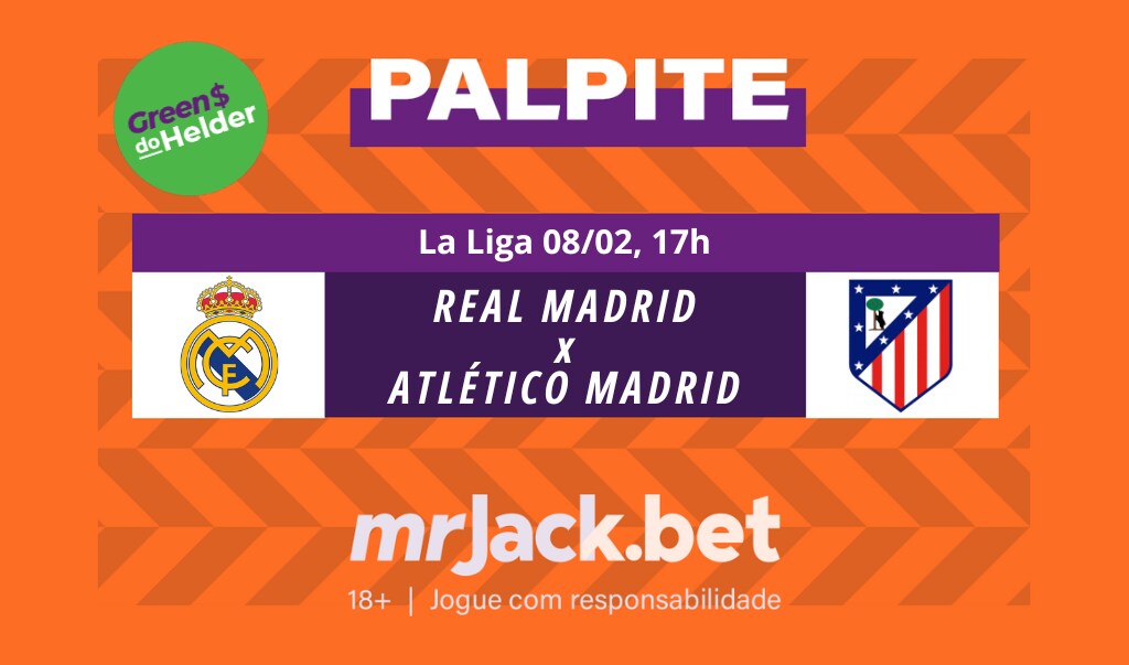 Representação gráfica com as imagens dos escudos de Real Madrid x Atlético Madrid para o jogo da La Liga