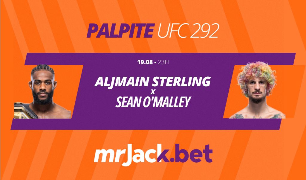 Representação gráfica com os escudos do Aljamain Sterling x Sean O'Malley para a luta doUFC 292