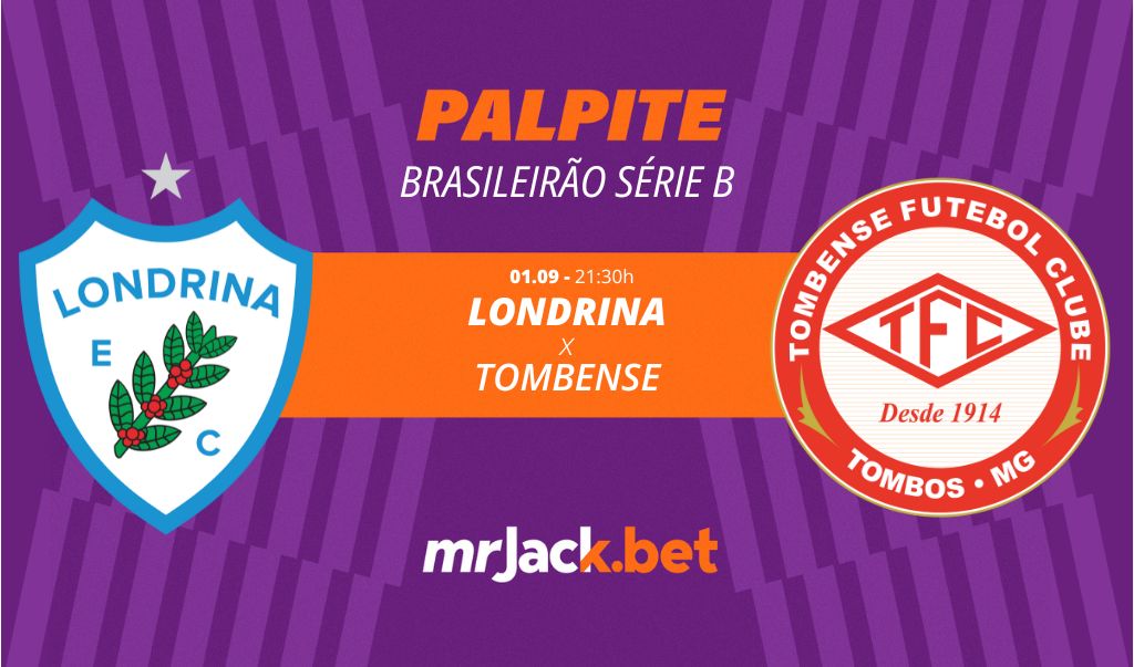 Representação gráfica com os escudos do Londrina x Tombense o para o jogo da Brasileirão Série B 2023