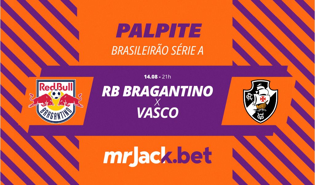 Representação gráfica com os escudos do Red Bull Bragantino x Vasco da Gama para o jogo do Campeonato Brasileiro Série A 2023