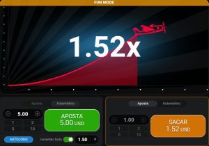 Tel do jogo Aviator com multiplicador de 1.52x na tela.