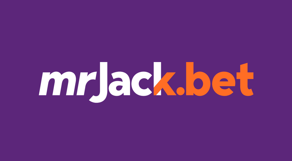 Logo do Mr.Jack com as cores laranja e branco, em meio a um fundo roxo