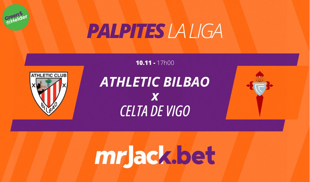 Representação gráfica com as imagens dos escudos de Athletic Bilbao x Celta de Vigo para o jogo da La Liga