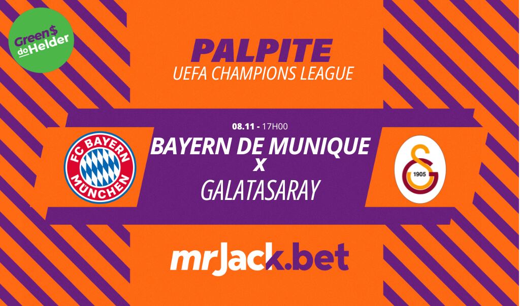 Representação gráfica com as imagens dos escudos de Bayern de Munique x Galatasaray para o jogo da Champions League