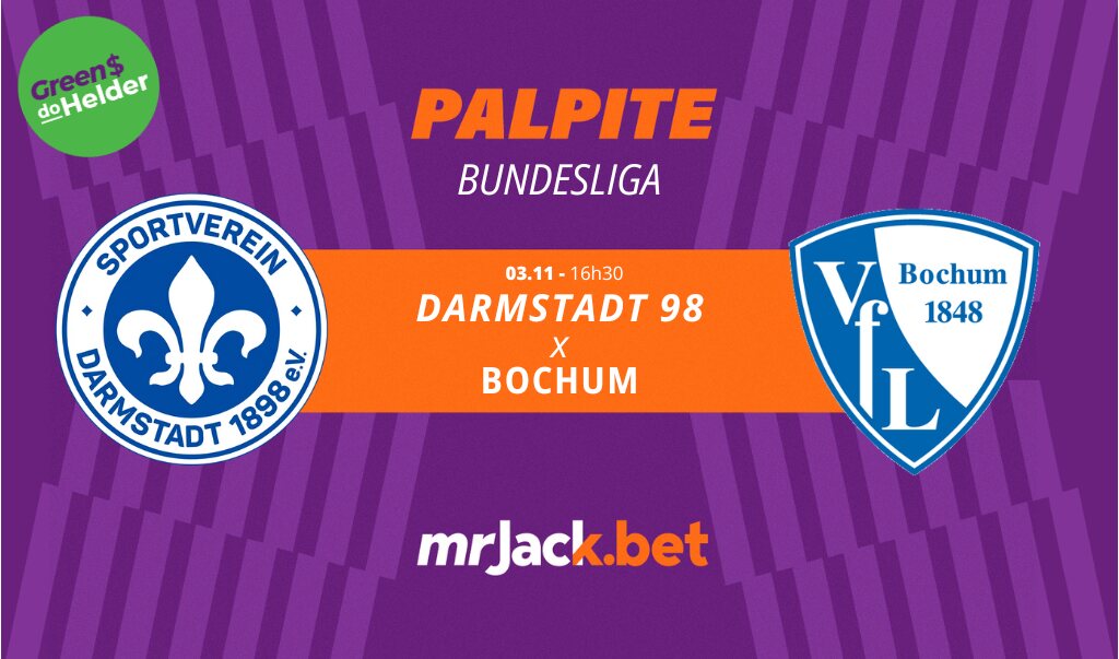 Representação gráfica com as imagens dos escudos de Darmstadt 98 x Bochum para o jogo da Bundesliga