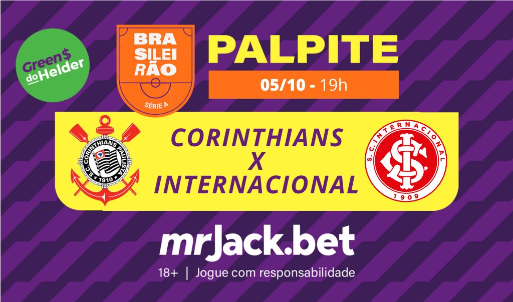 Representação gráfica com as imagens dos escudos de Corinthians x Internacional para jogo do Brasileirão.