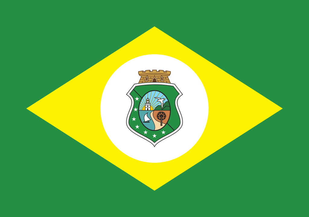 Bandeira do estado do Ceará, com as cores verde, amarelo e branco.