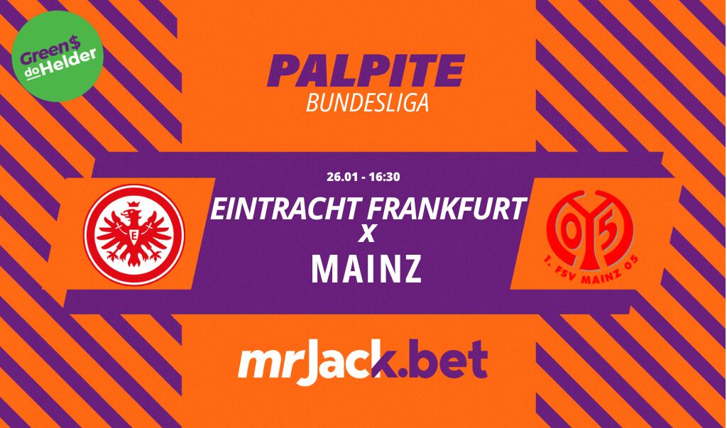 Representação gráfica com as imagens dos escudos de Eintracht Frankfurt x Mainz para o jogo da Bundesliga.