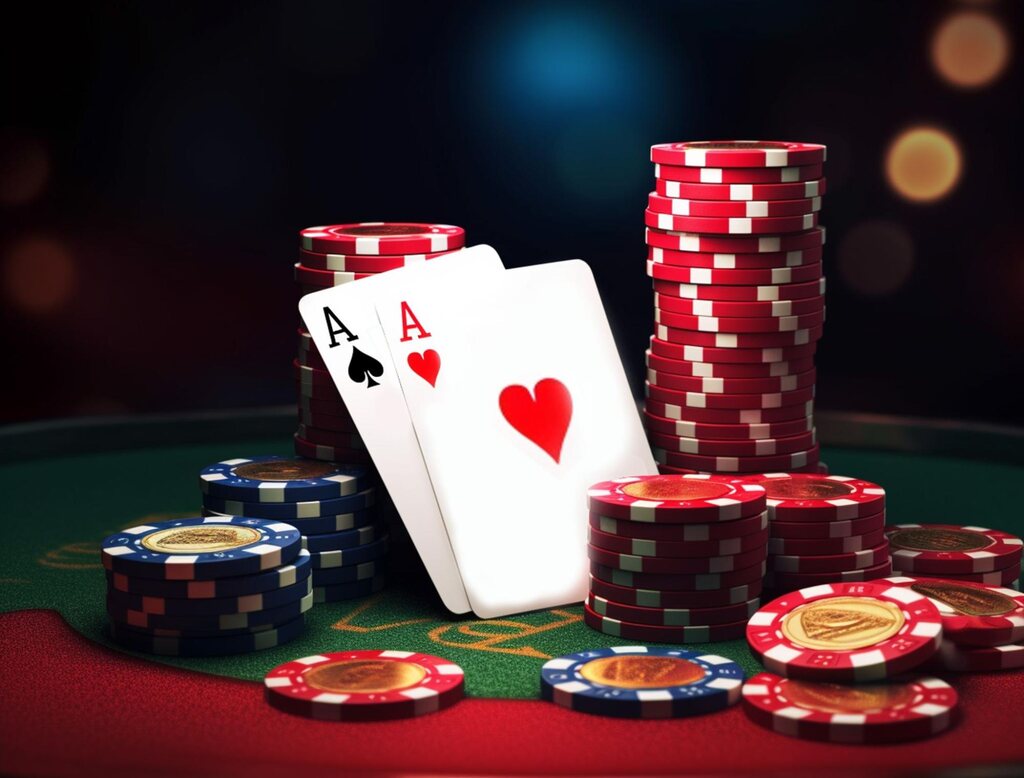 fichas de poker e cartas de baralho representando o gerenciamento de banca de cassino