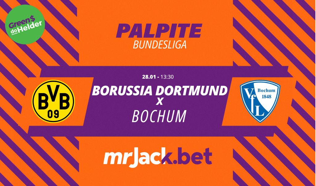 Representação gráfica com as imagens dos escudos de Borussia Dortmund x Bochum para o jogo da Bundesliga