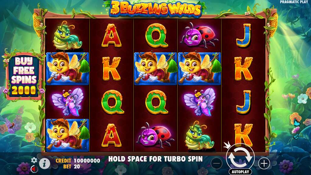 Tela do jogo de slot 3 Buzzing Wild, com opção de começar a partida.