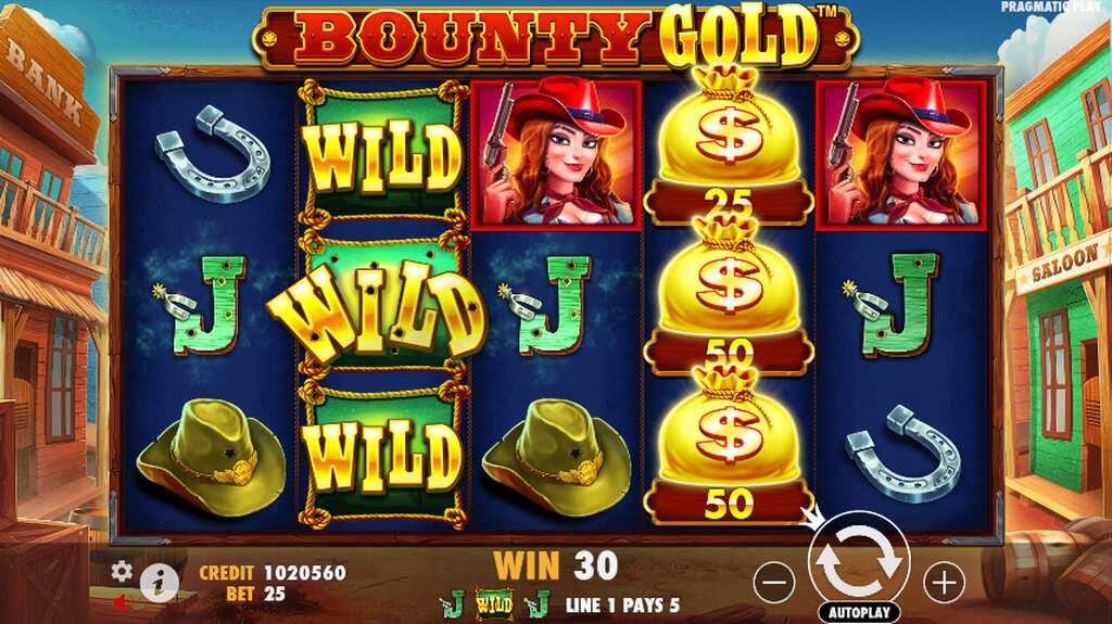 Tela do jogo Bounty Gold ambientado no velho oeste.