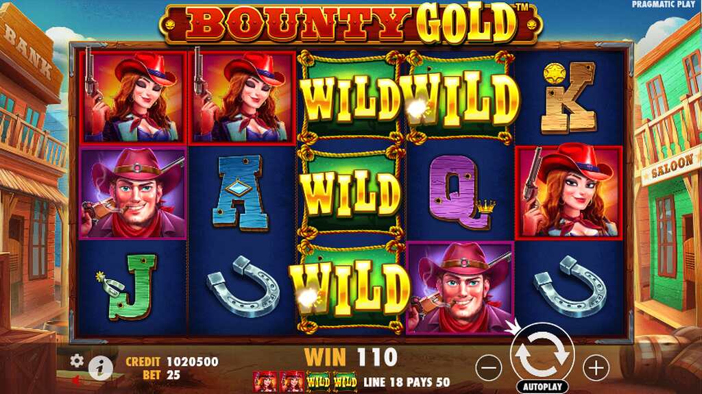 Tela do jogo de slot Bounty Gold ambientado em cenário de velho oeste.