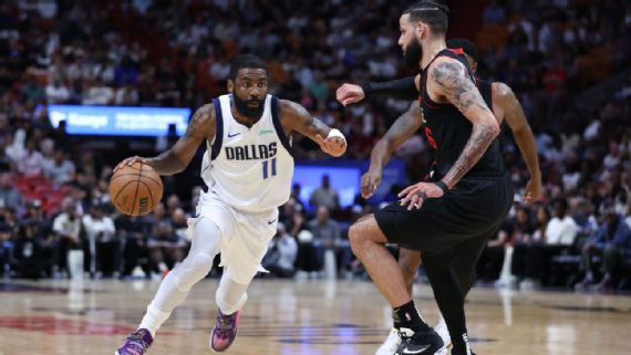 Kyrie Irving em ação contra o Miami Heat em partida na NBA Getty Images