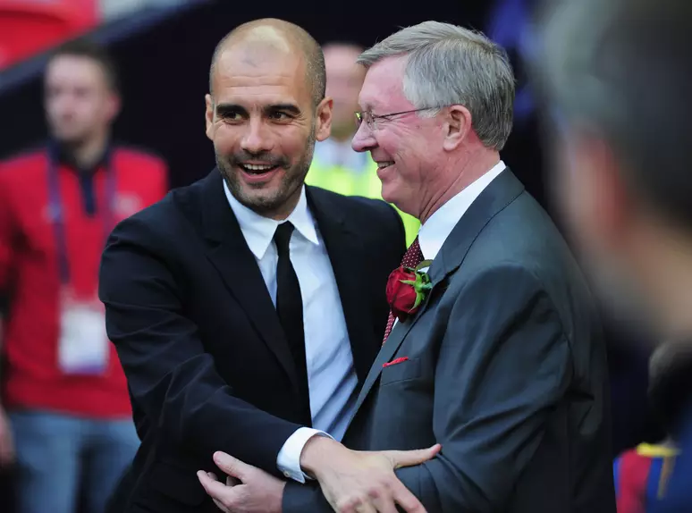 Pep Guardiola e Alex Ferguson quando se enfrenteram em 2009