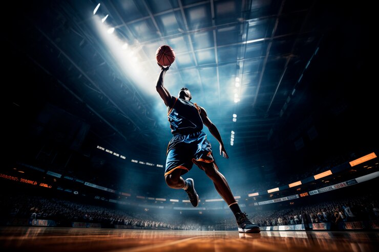 Jogador de basquete arremessando uma bola 