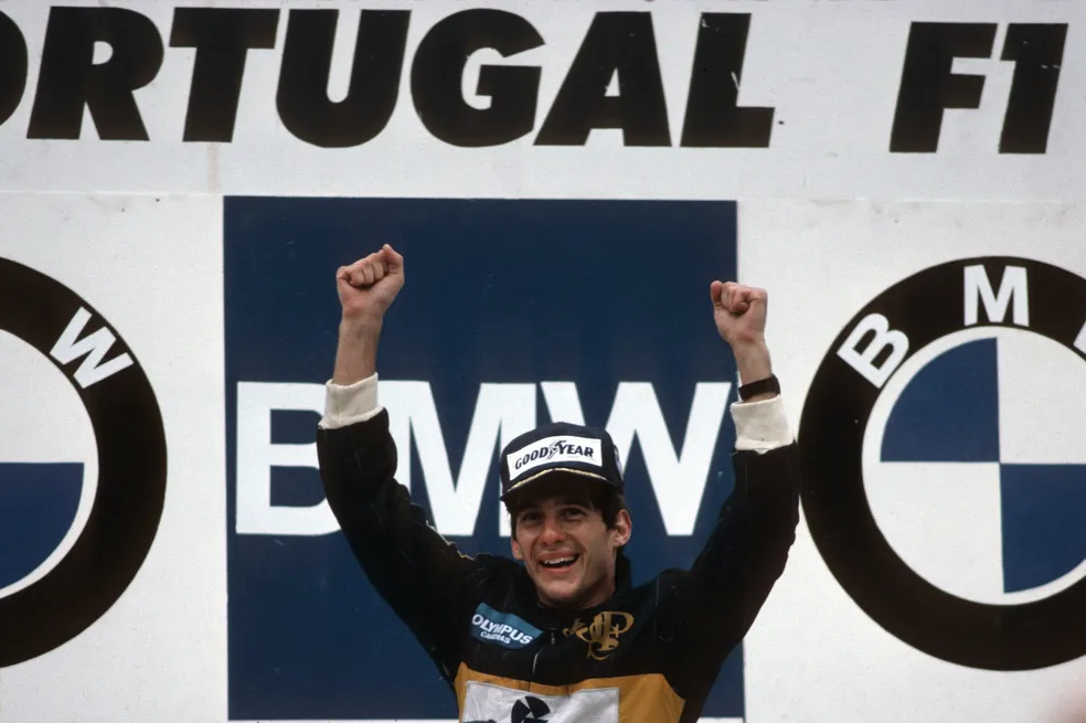 Ayrton Senna venceu a sua primeira corrida de Fórmula 1 em 1985, no Grande Prêmio de Portugal - Reprodução/Paul-Henri Cahier/Getty Images