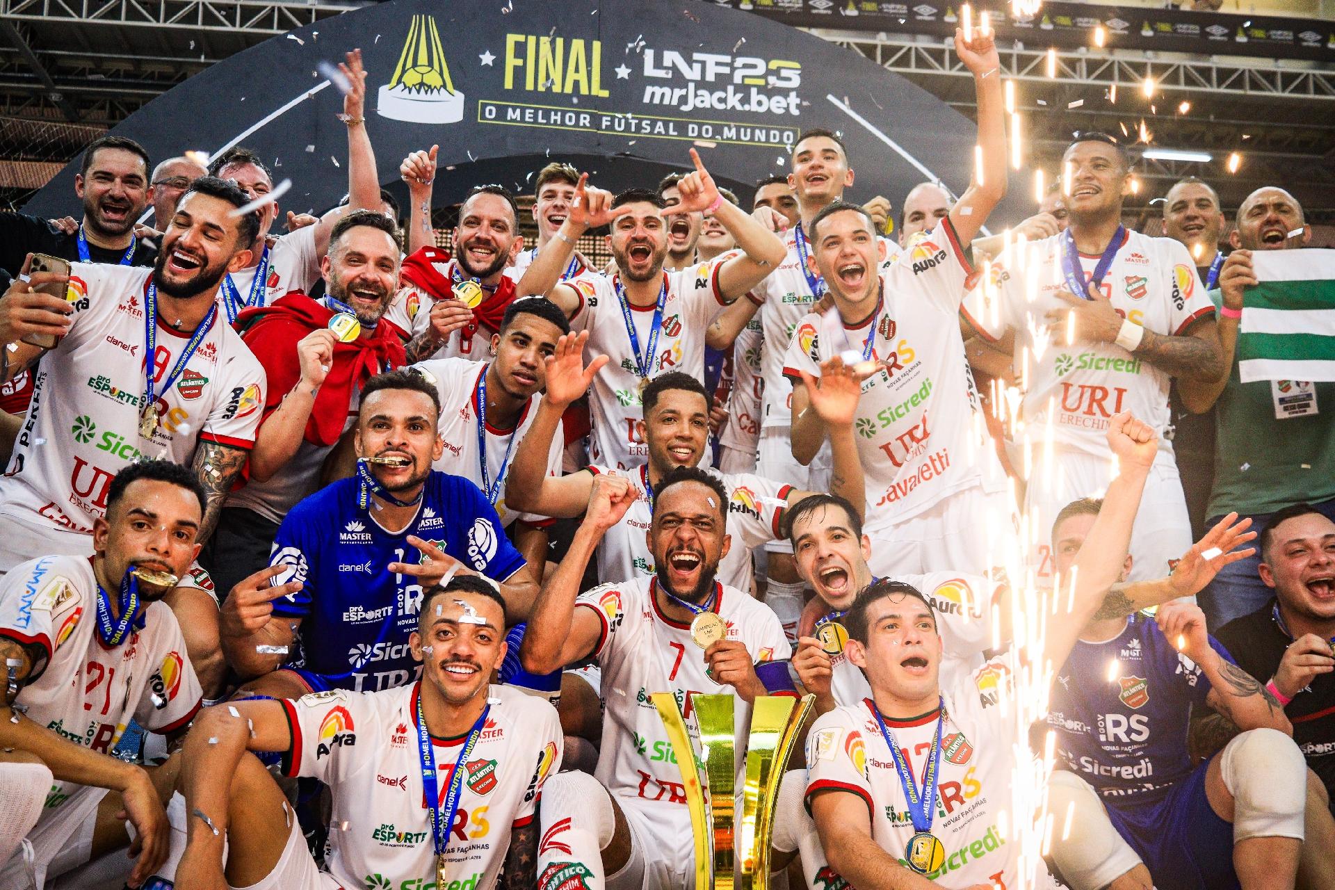 Atlântico Erechim foi campeão da Liga Nacional de Futsal pela primeira vez em 2023 - Reprodução/Rafael Arantes/LNF