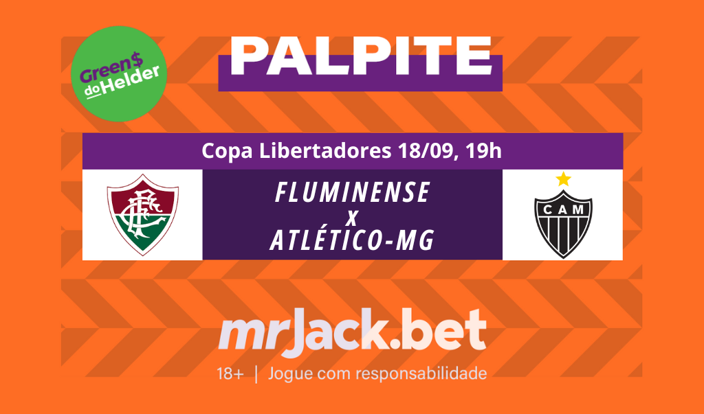 Representação gráfica com as imagens dos escudos de Fluminense x Atlético-MG pela Copa Libertadores