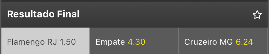 Imagem do aplicativo Mr. Jack com as odds do jogo entre Flamengo x Cruzeiro pelo Brasileirão.