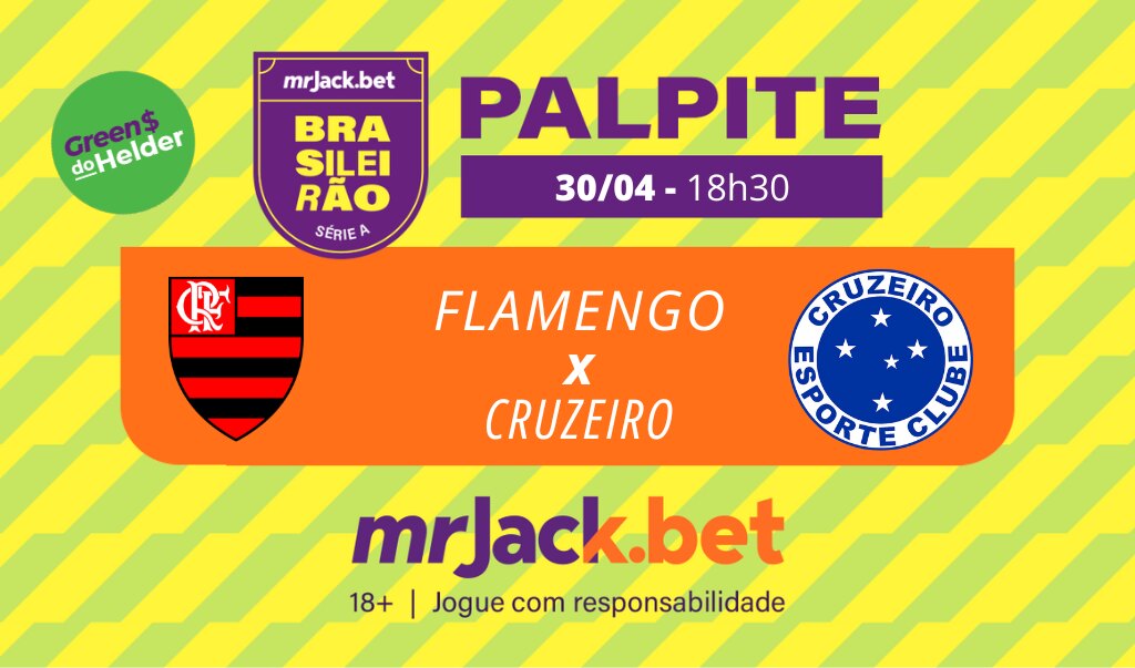 Representação gráfica com as imagens dos escudos de Flamengo x Cruzeiro para o jogo do Brasileirão.