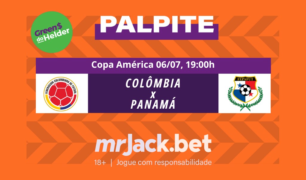 Representação gráfica com as imagens dos escudos de Colômbia x Panamá para o jogo da Copa América.