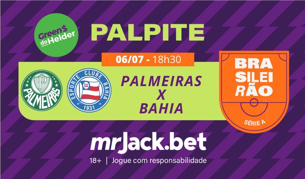 Representação gráfica com as imagens dos escudos de Palmeiras x Bahia para o jogo do Brasileirão.