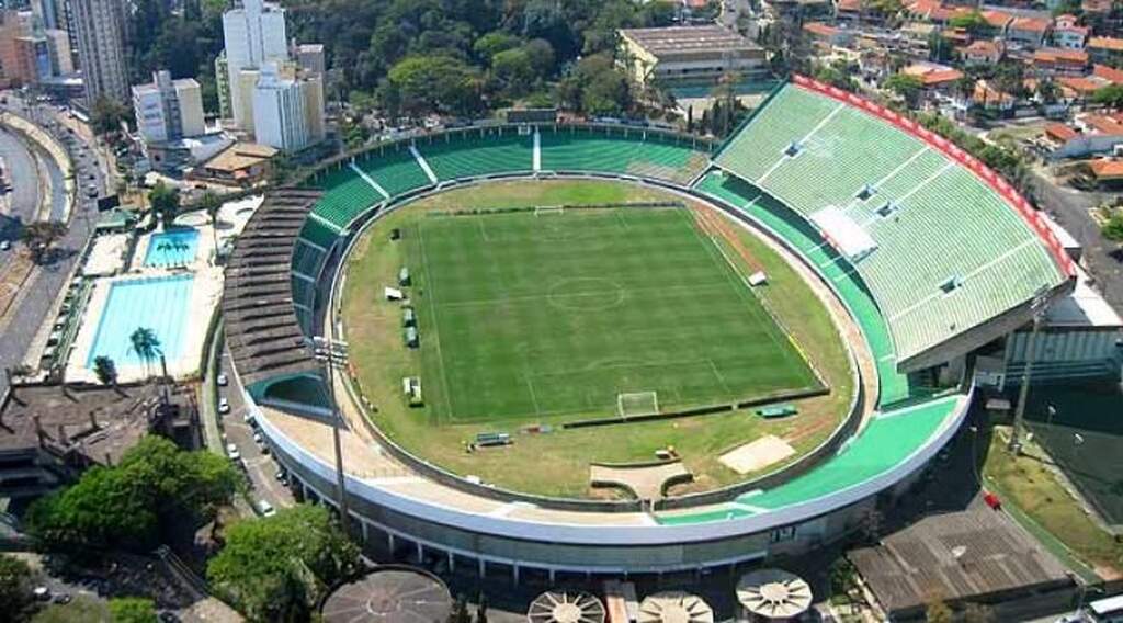 Estádio Brinco de Ouro da Princes, pertencente ao Guarani, visto do alto durante o dia.