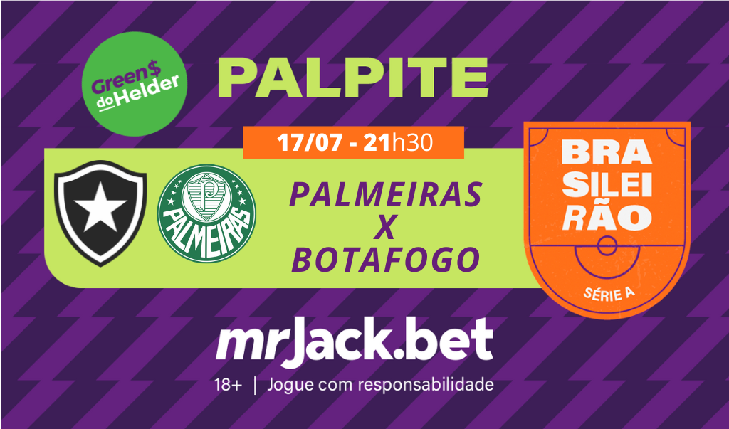 Representação gráfica com as imagens dos escudos de Palmeiras x Botafogo para o campeonato brasileiro