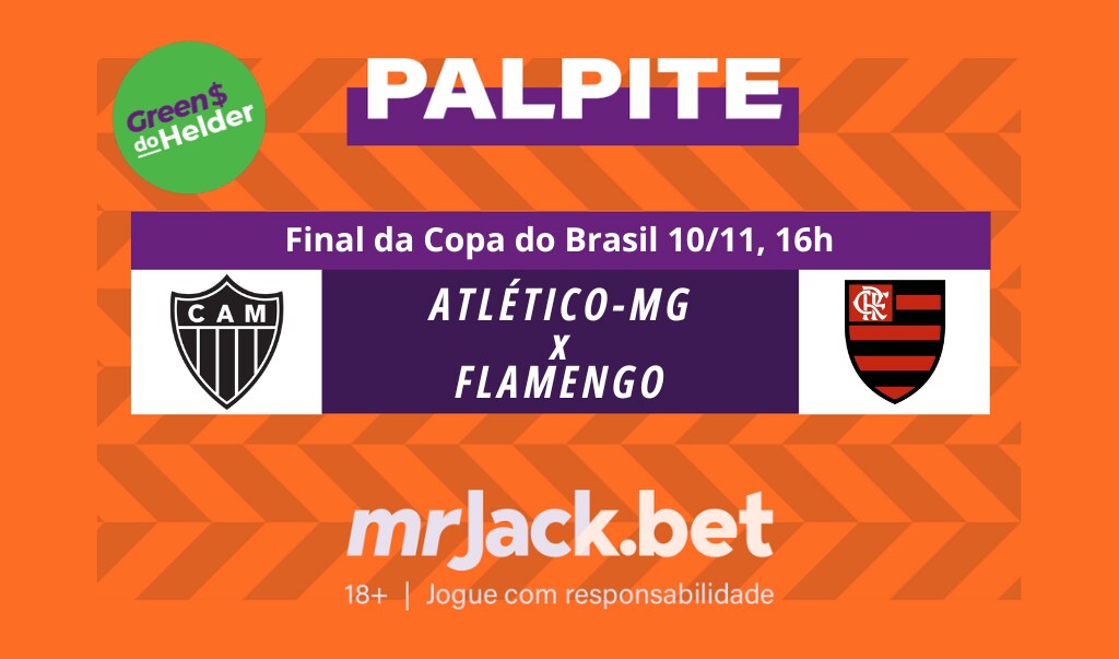 Representação gráfica com as imagens dos escudos de Atlético-MG x Flamengo para o jogo da final da Copa do Brasil.