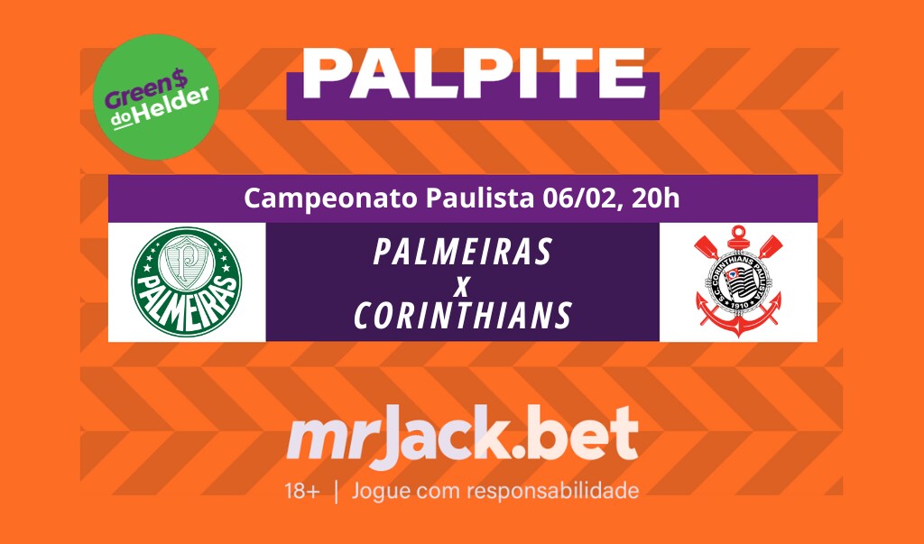 Representação gráfica com as imagens dos escudos de Palmeiras x Corinthians para o jogo do paulistão