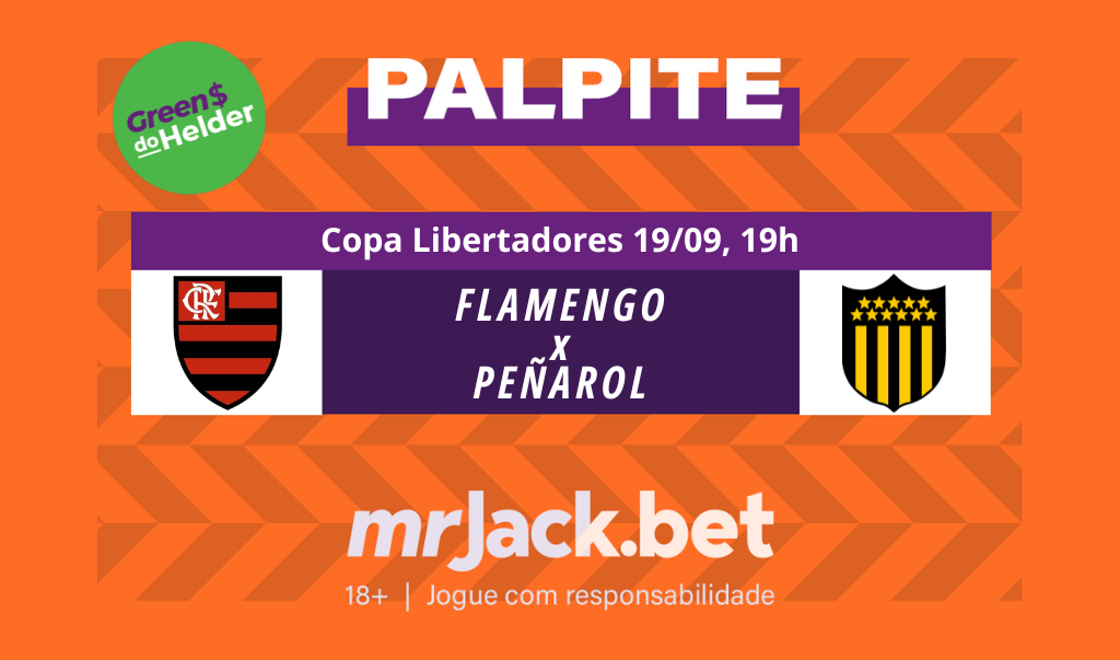 Representação gráfica com as imagens dos escudos de Flamengo x Peñarol pela Copa Libertadores