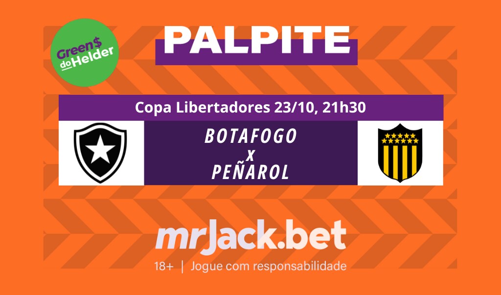 Representação gráfica com as imagens dos escudos de Botafogo x Peñarol pela Copa Libertadores