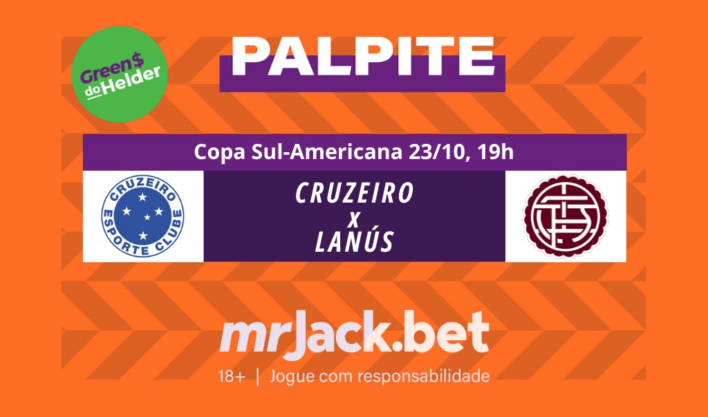 Representação gráfica com as imagens dos escudos de Cruzeiro x Lanús para o jogo da Copa Sul-Americana