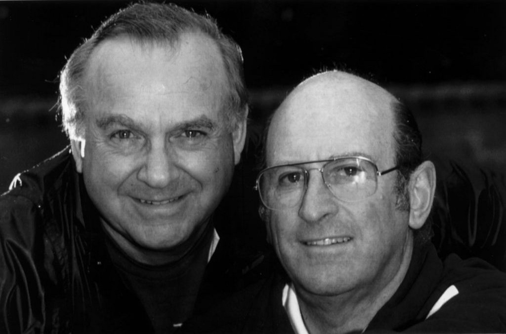 harvey ratner e marv wolfenson sorrindo para uma foto. ambos fundaram e fizeram o Minnesota Timberwolves Historia