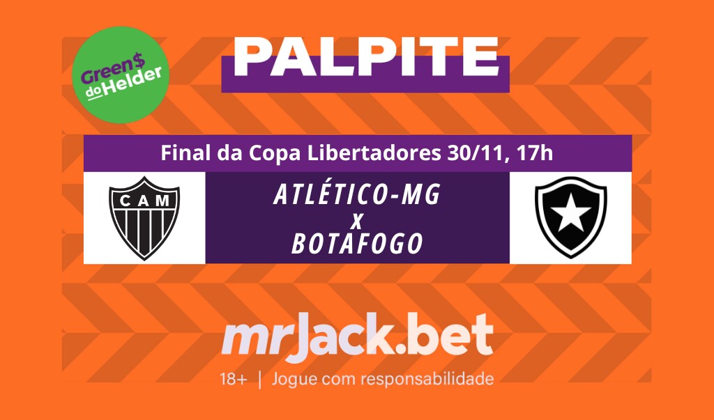 Representação gráfica com as imagens dos escudos de Atlético-MG x Botafogo para o da final da copa libertadores