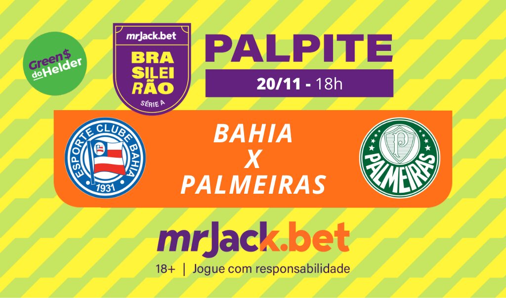 Representação gráfica com as imagens dos escudos de Bahia x Palmeiras para o jogo do Brasileirão Série A