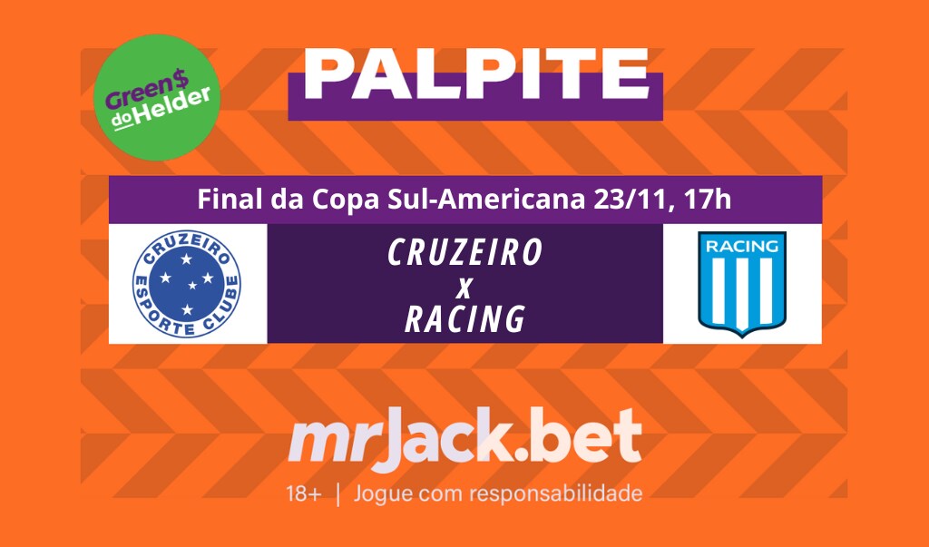 Representação gráfica com os escudos do Cruzeiro x Racing para a final da Copa Sul-Americana