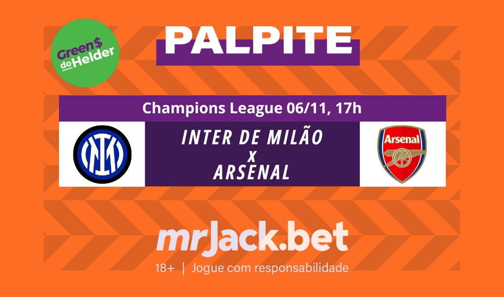 Representação gráfica com as imagens dos escudos de Inter de Milão x Arsenal pelo jogo da Champions League