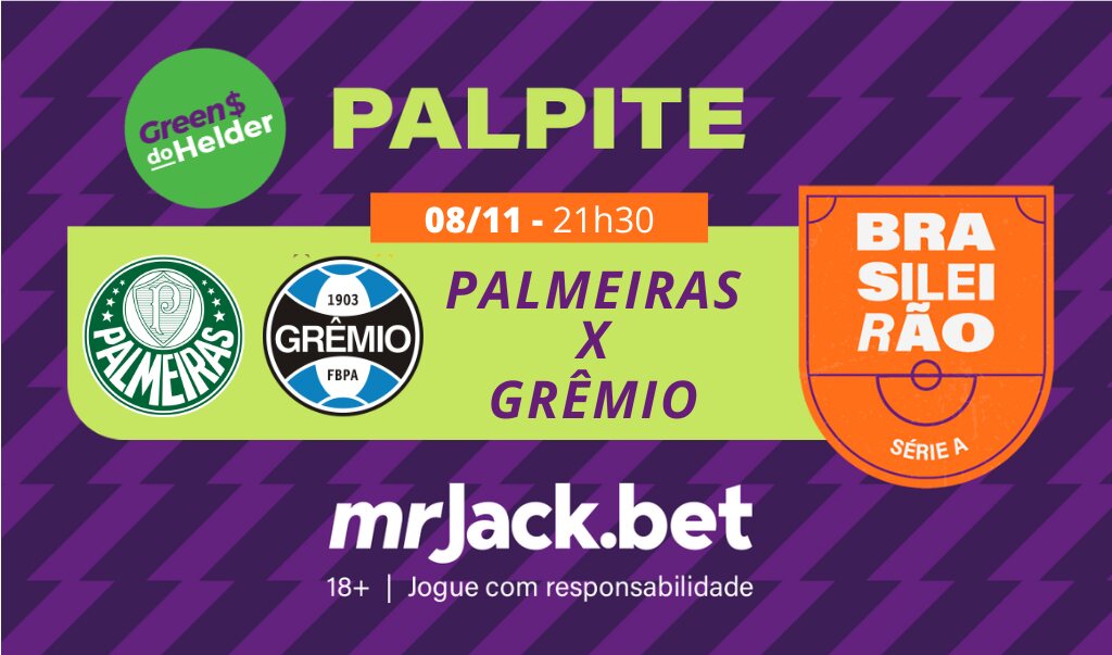 Representação gráfica com as imagens dos escudos de Palmeiras x Grêmio para o jogo do Brasileirão Série A