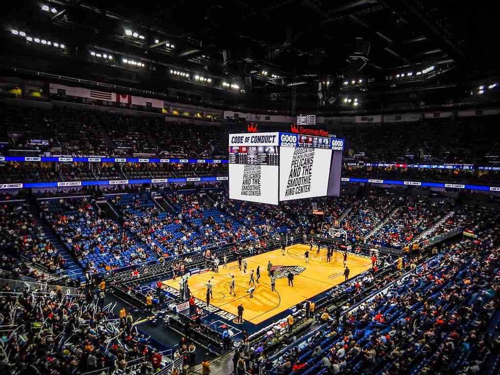 estadio do new orleans pelicans historia lotado para uma partida