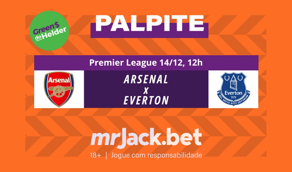 Representação gráfica com as imagens dos escudos de Arsenal x Everton pela Premier League