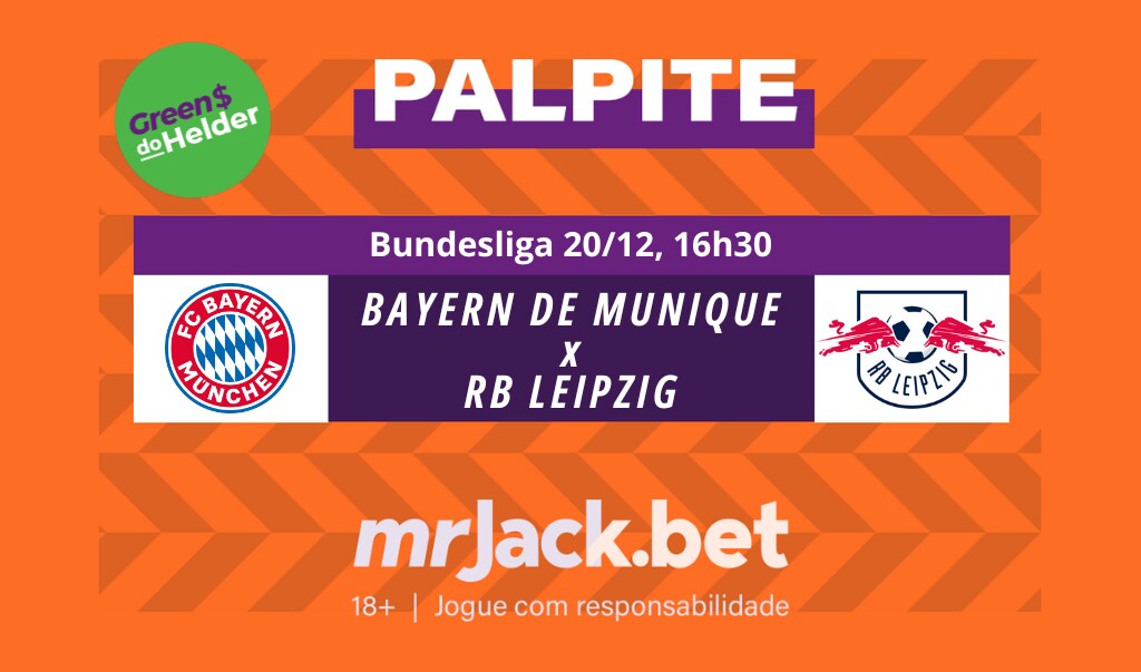 Representação gráfica com as imagens dos escudos de Bayern de Munique x RB Leipzig para o jogo da bundesliga