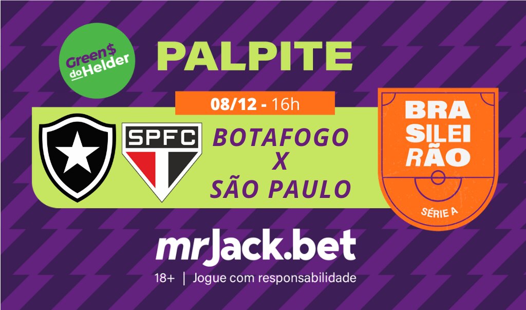 Representação gráfica com as imagens dos escudos de Botafogo x São Paulo pelo brasileirão série a