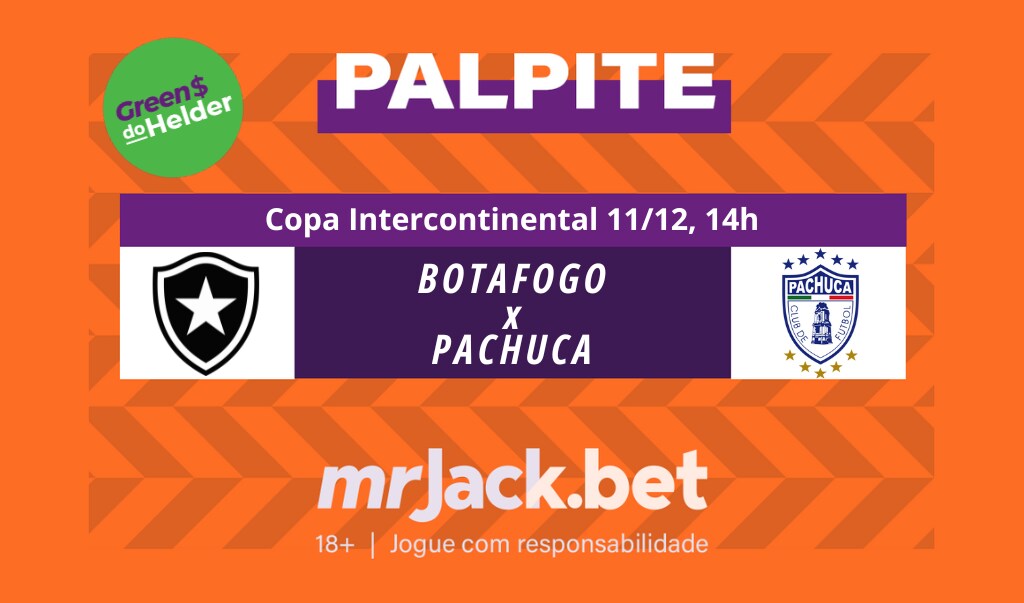 Representação gráfica com as imagens dos escudos de Botafogo x Pachuca para o jogo da copa intercontinental 2024