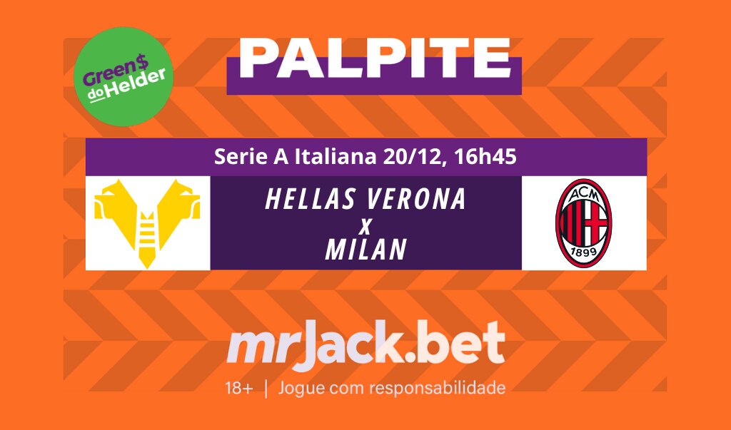 Representação gráfica com as imagens dos escudos de Hellas Verona x Milan para o jogo da Serie A da Itália